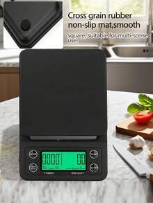 1pc Black High Precision Multi-Function Digital Kitchen Scale, High Accuracy Cooking Scale, Italian Handheld Coffee Scale, Smart Coffee Scale Suitable For Brewing And Drip Coffee, Coffee Scale With Tare Function, LED Display - Multicolor - View 3
