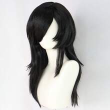 Emo Costume Women Long Black Wig Scene Wig 2000S Themed Party Outfits Pop Punk Party Goth Costume For Halloween Party (3 Fake Piercings, 1 Pair Of Fishnet Gloves, 1 Choker) ﻿ - Black - View 7