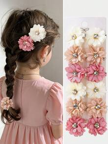 10pcs/Set Cute Rhinestone Daisy Flower Hair Clips, Decorative Hair Accessories For Girls, Suitable For Daily Use - Multicolor - View 1