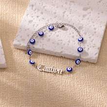 Custom Old English Name Bracelets For Women Men Stainless Steel Evil Eye Chain Customized Bracelet Personalized Wrist Jewelry Birthday Gift - Multicolor - View 5