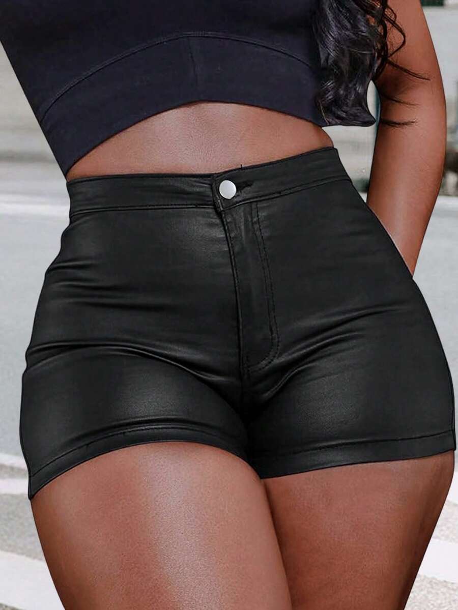 女士轻便休闲纯色涂层短裤，性感街头风度假之选