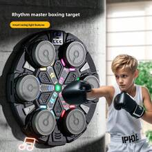 Máquina de boxeo inteligente Bluetooth para niños, objetivo de pared de boxeo electrónico para el hogar con luces geniales, efectos de luz rítmica, efectos de sonido dinámico inteligente, 3 niveles de velocidad ajustables, equipo de entrenamiento de boxeo para alivio del estrés con saco de boxeo - Multicolor - Ver 2