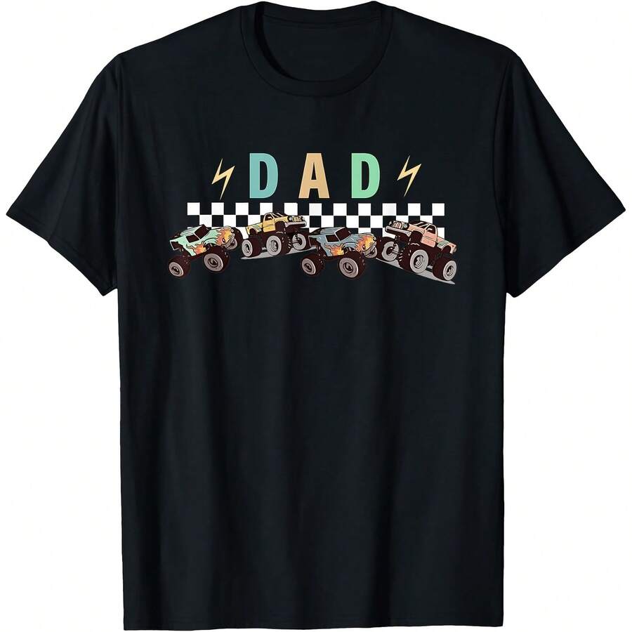 Dad Truck Dad Monster Truck Are My Jam Truck Lovers T-Shirt All Seasons,220g Pure Cotton Single-Sided Printed Crew Neck Short-Sleeved T-Shirt,Unisex Top,Base Layer - Màu 5 - Xem 1