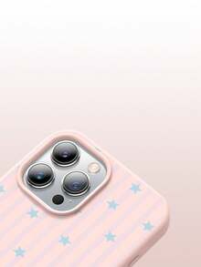 1pc Fashionable Striped Star Patchwork Bow Design Liquid Silicone Shockproof Soft Phone Case, Compatible With Apple 11/12/13/14/14Plus/15/15Plus/16/16Plus/7/8Plus/17/17Pro - Multicolor - View 6