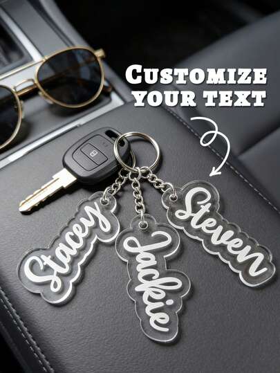 1 pieza Llavero personalizado de acrílico transparente con letra, llavero con colgante de letra en inglés personalizada, colgante de letra transparente simple, accesorio portátil de lujo y moda, material de acrílico resistente a los arañazos y duradero, regalo de pareja, regalo de mejor amigo, regalo de cumpleaños, regalo del Día de San Valentín, regalo de Navidad, para ella o para él, adecuado para decorar llaves, coches, bolsos, mochilas
