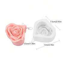 3D Flower Silicone Mold, White Heart Rose Cake Fondant Candle Soap Handmade Mold - White - View 5