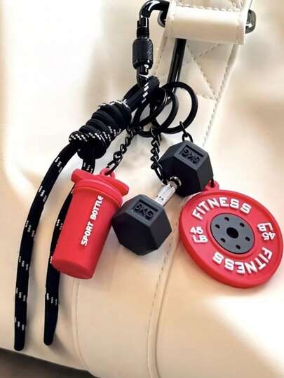 Cartoon Sports And Fitness Keychain Series, Featuring Exquisite Dumbbell, Barbell, And Water Bottle Designs; Backpack Gifts And Water Bottle Pendants, Suitable For Both Men And Women; Hiking Rope Keychains And Bag Ornaments; Perfect For Birthdays, Valentine's Day, And Holiday Gifts.