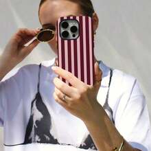 Pink & White Striped Phone Case, Compatible With IPhone 17/16/15/14/13/12/11 Pro Max - Đỏ - Xem 4