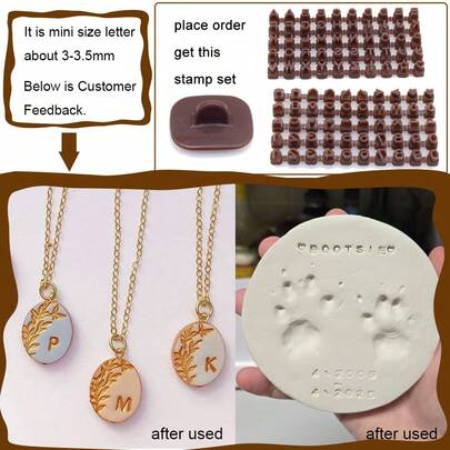 Sello de letra mini de 2-3 mm, adecuado para arcilla polimérica, cerámica, alfarería, impresión de alfabeto, números, símbolos, sello personalizado DIY, información, logotipo de marca, texto, aplicable para joyería, artes y manualidades
