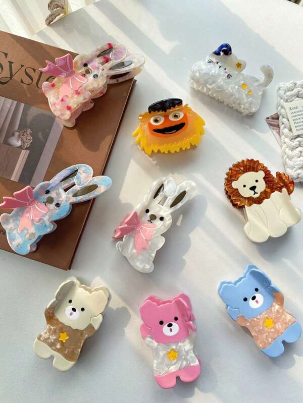 New Acetate Small Dog Claw Clip With Bow Tie & Smiling Happy Dog Hair Accessory, Dopamine Precise Cartoon Colorful Snail Claw Clip, High-End Acetate Material Hair Claw Hair Accessory