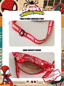 Marvel 1个官方授权图案腰包，多功能斜挎包，男童休闲单肩包，轻便可调节肩带胸包，卡通零钱包，臀包，适合男孩、年轻粉丝、学生，完美适用于日常上学、户外玩耍、主题公园游玩、假期旅行、运动。 - 彩色 - 查看 12