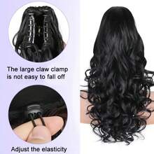 European And American Style Wavy Ponytail Clip-On Hair Extensions, Fluffy Invisible Big Curly Pear Blossom Wavy Ponytail - Multicolor - View 2