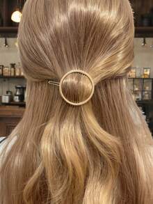 1 Piece / Retro Simple Round Side Clip, Geometric Hairpin Top Clip Hairpin Head Clip - Champagne - View 1