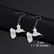 一对瓜德罗普岛地图图案，饰以木槿花鼓形纹样，971区号，不锈钢材质，法国珠宝，女士款 - 彩色 - 查看 9