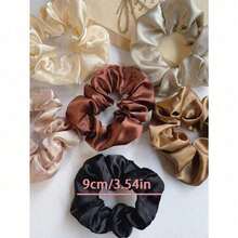 5pcs Satin Hair Scrunchies - Multifunctional, Stretchy Hair Ties, Sweet Style Fabric Hair Rings Suitable For Parties And Travel, Hair Accessories For Women, Hair Tools, Beauty Accessories, Curly Hair Accessories For Women, Fall, Travel, Hair Tools, Accessories Women, Hair Stuff,Curly Hair,Scrunchies,Scrunchie,Scrunchies Hair,Curly Hair Accessories,Gifts,Travel,Gifts For Women,Hair Stuff,Stocking Stuffers - 咖啡棕 - 查看 10