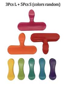 8 piezas Clip de colores de macarrón para sellar alimentos, pinzas de ropa, clip de almacenamiento de alimentos resistente, clip reutilizable para bolsas de aperitivos, clip multiusos portátil para sellar alimentos, clip para bolsas de plástico, clip de dibujos animados con asa, a prueba de humedad y polvo, para bolsas de pan, bolsas de aperitivos, bolsas de alimentos, bolsas de plástico, té, leche en polvo, ayudante de almacenamiento, adecuado para el hogar - Multicolor - Ver 13