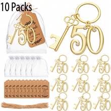 10pcs Gold-Color Bottle Openers, Suitable As 15th, 25th, 50th, 60th, 70th, 80th Birthday Gifts, Anniversary Gifts, Wedding Favors And Gifts, Valentine's Day Gifts, Kitchen And Bar Supplies, Party Favors - Gold - View 14