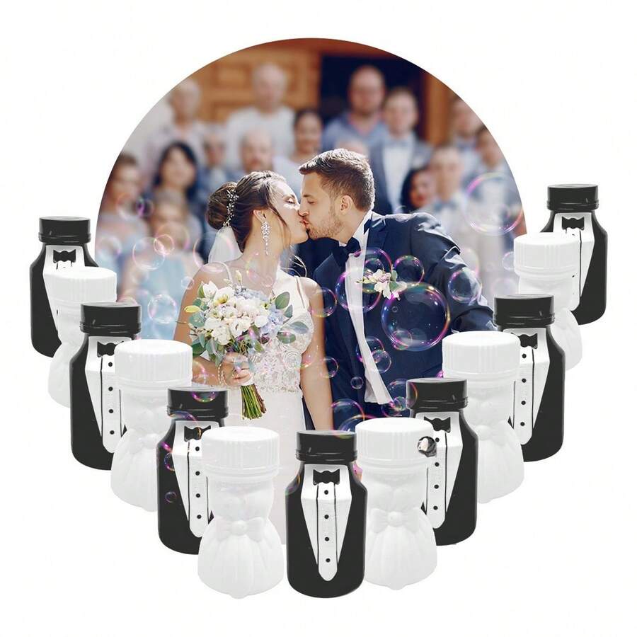 Tendencia24 Burbujas Novia & Novio Burbujeros Smoking Fiesta BodaCalidad premium - Blanco - Ver 1