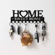 1pc Home Love Shape Keychain Wall Mount Entry Organizer With Hooks, Sparse, Home Decor For Living Room - 黑色 - 查看 7