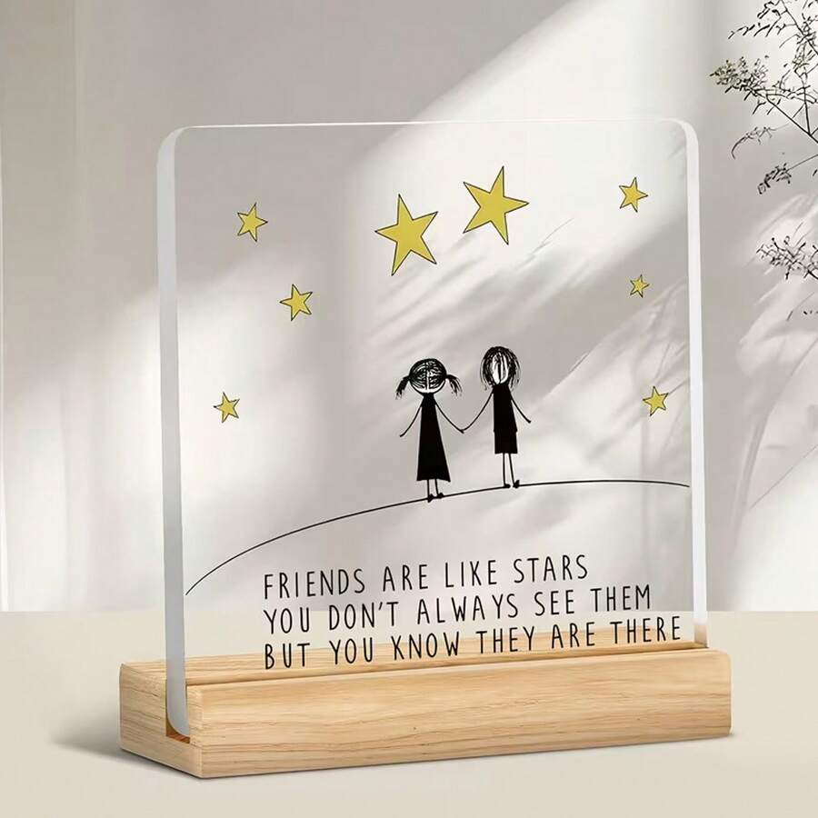 2D Flat, 1pc, Best Friend Christmas Gift Acrylic Desk Decor With Inspirational Quote - Thank You Present For A Pal Who Has Everything, Home Decoration, Decorative Sign, Classic Design, Smooth Finish Sentimental Keepsake, Holiday Shoppers - A - View 1