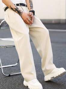 男士休闲商务正装裤，时尚简约百搭西装裤 - 卡其色 - 查看 3