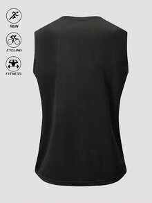 1 áo tank top nam thể thao ngoài trời, kiểu dáng thường ngày, màu đen, thích hợp cho đi làm và tập thể dục, mùa hè. - màu đen - Xem 3