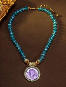 紫色、粉色、蓝色项链套装，铜合金材质，奢华、优雅、仙气、梦幻、可爱、时尚，适合派对、节日和日常佩戴。 - 彩色 - 查看 8