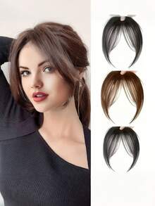 女士直发刘海夹式假发，优雅直发合成纤维夹式接发，高温丝直发片，蓬松侧刘海 - 优雅自然，高温丝材质，佩戴方便，时尚日常假发，时尚发饰 | 自然外观 | 简约设计，发爪夹，发夹，发卡，发卡，发爪，发夹，发卡 - 彩色 - 查看 4