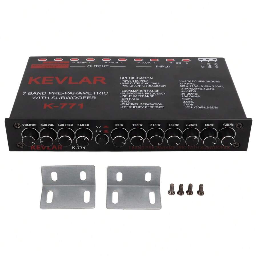 Car Audio Graphic Equalizer Universal Low Pass 7‑Band Variable Gain Adjustment High Level Input EQ for Stereo System - Ecualizador gráfico de audio para automóvil - Ver 1