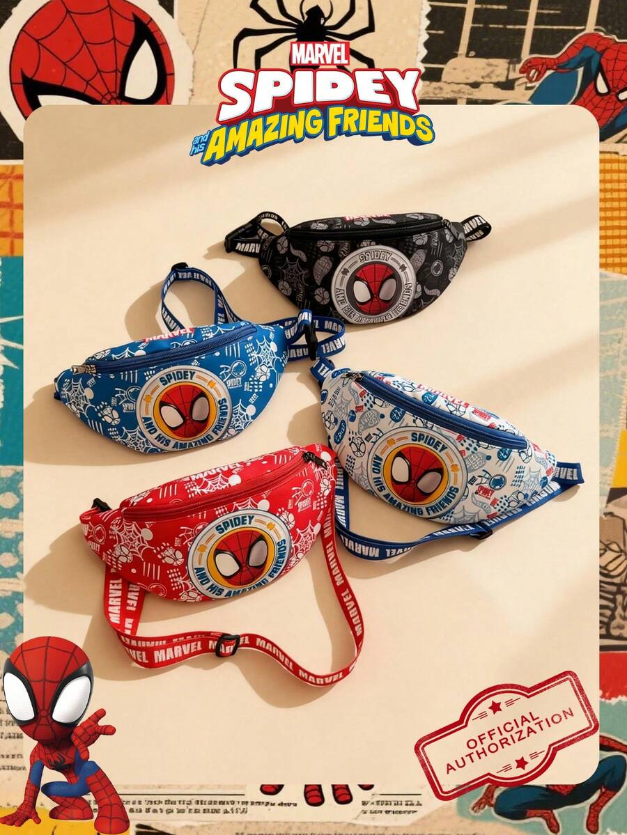 1 Pc Marvel Officially Licensed Spider-Man Pattern Fanny Pack,Multifunctional Sling Bag, Boys' Casual Crossbody Bag, Lightweight Adjustable Strap Chest Bag,Cartoon Coin Purse,Bum Bag, Ideal For Boy,Boy, Young Fans,Students, Perfect For Daily School Runs, Outdoor Play, Theme Park Visits, Holiday Trips, Sports ﻿ - Multicolor - View 1
