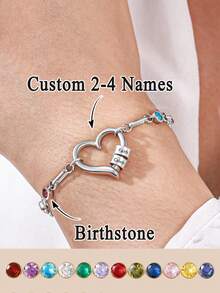1pc Personalized Birthstone Family Bracelet, Mother's Day Gift, Elegant Birthstone Jewelry, Gift For Mom, Birthday Present - Multicolor - View 2