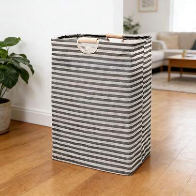 [Dirty Clothes Basket, Storage Basket] Large Bohemian Fabric Laundry Basket With Wooden Handles - Independent Foldable Dirty Clothes Basket, Suitable For Bedrooms, Bathrooms, Dormitories, Laundry, Classic Rectangular Design, Multifunctional Laundry And Bedding Storage Solution, Laundry Basket, Fashionable Storage Basket, Multifunctional Storage Basket