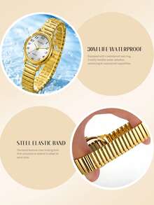 LIGE Fashion Ladies Casual Watch Waterproof Pointer Quartz Watch Elegant Business Watch - Gold - View 5