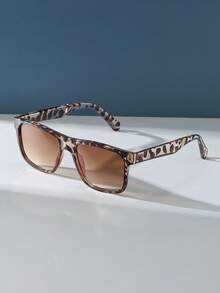 Visivana Leopard Print Sunglasses, Retro Square Frame Plastic Fashion Glasses, Classic Style For Outdoor Sports, Cycling, Travel, Beach, Driving, Fishing - Multicolor - View 4