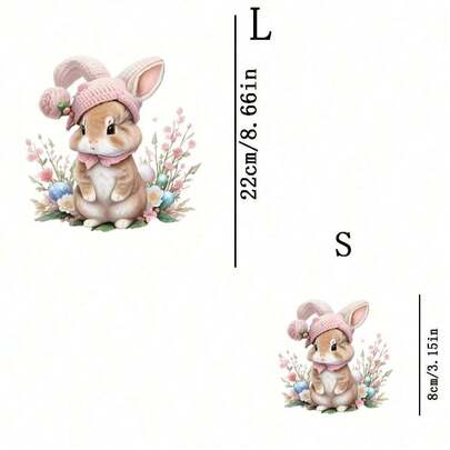 1 pièce/2 pièces/3 pièces Autocollants de transfert thermique à motif mignon de lapin, patchs durables pour T-shirts, sweats à capuche, jeans, sweats, sacs à dos, vestes, sacs à main, oreillers DIY