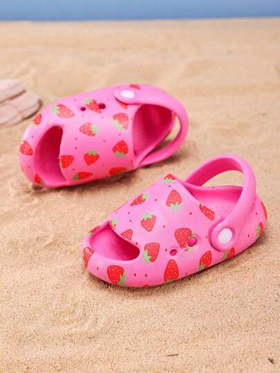1双可爱印花透气防滑EVA软底户外沙滩凉鞋，适合幼儿男女童夏季穿着