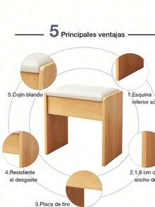 Silla De Tocador Moderna Blanco Para Sala De Maquillaje,Silla de cómoda,Silla de dormitorio, Blanco , Exquisito y pequeño - Marrón - Ver 3