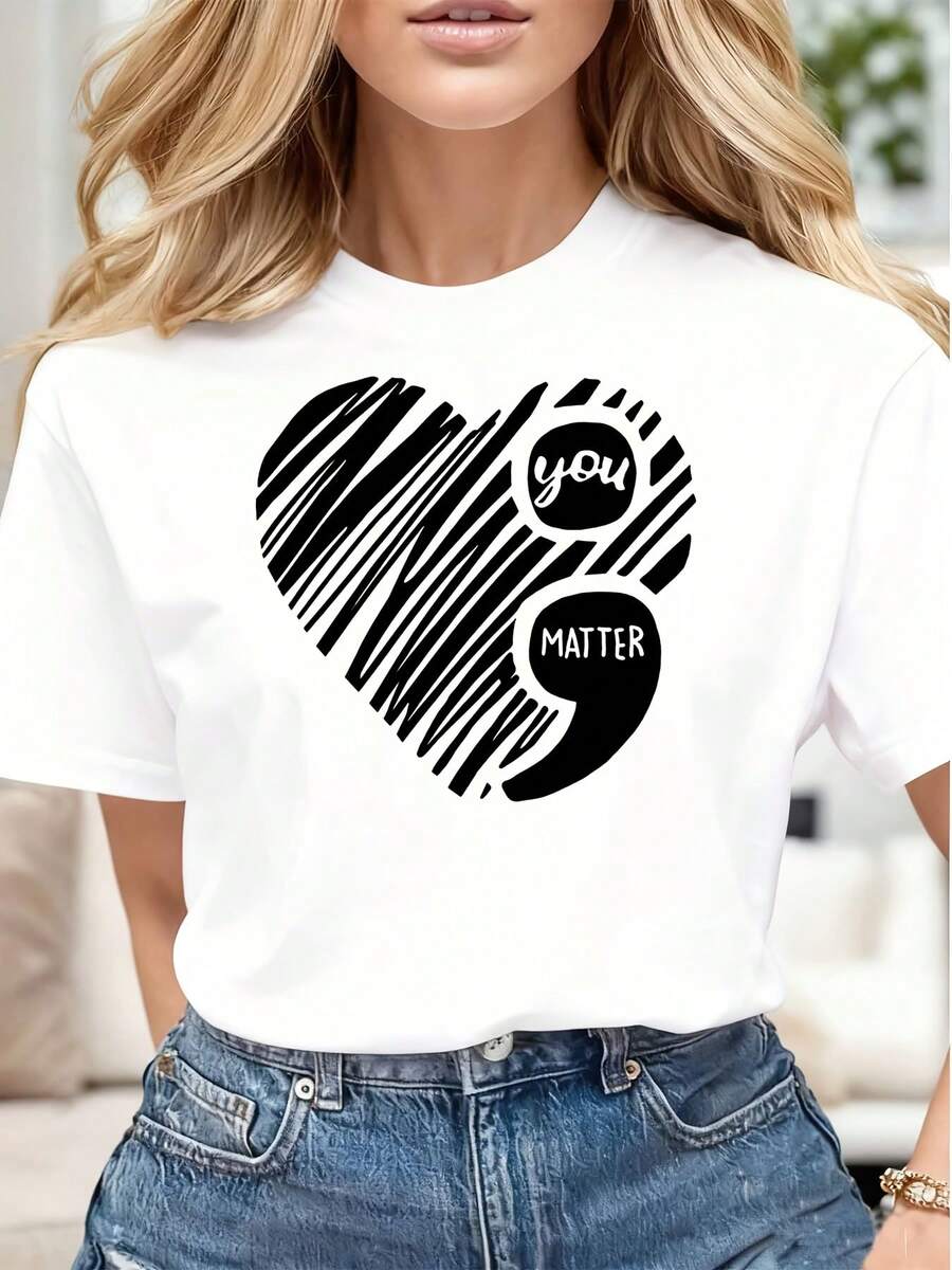 Floral Pattern And Text Women Casual T Shirt Soft Comfortable Gift For Mother's Day Birthday - trắng - Xem 1