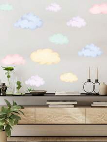 1pc Removable Colorful Cloud Wall Decal Sticker, Suitable For Bedroom, Living Room Decoration - 1PC - View 4