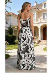 Printed Summer Dress In Crepinho Fabric - 灰色 - 查看 2