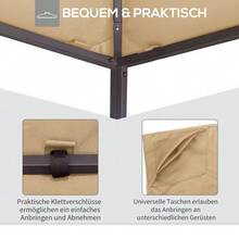 Ersättningstak för en paviljong på 2,98 x 2,95 m, tillverkad av beige polyester med solskydd, väder- och UV-beständig. - A - Visa 5