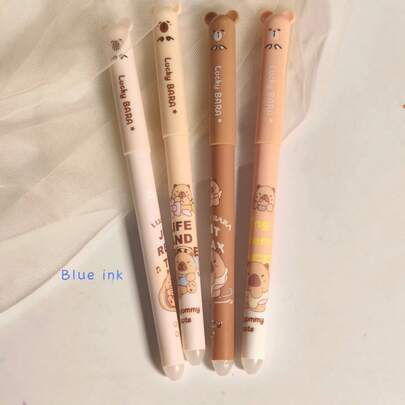 4支/套 - 创意造型0.35mm笔尖新奇可擦凝胶笔，热敏隐形墨水，适用于书法练习、写日记、记笔记、考试、办公、学校、家庭等场合。