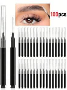 100/50/20/5件套一次性迷你眉刷，柔软微型睫毛膏刷，眉毛染色、睫毛卷翘化妆工具 - 彩色 - 查看 1