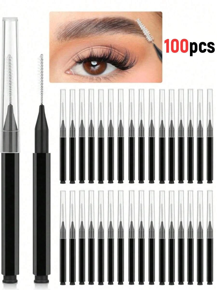 100/50/20/5件套一次性迷你眉刷，柔软微型睫毛膏刷，眉毛染色、睫毛卷翘化妆工具 - 彩色 - 查看 1