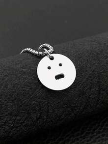 男女通用不锈钢悲伤脸吊坠项链，朋克风格 - 銀色 - 查看 6