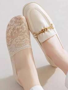 1/5/10 Pairs Women Lace Floral Boat Socks, Breathable Invisible Low Cut Casual Socks, Spring/Summer - Multicolor - View 9