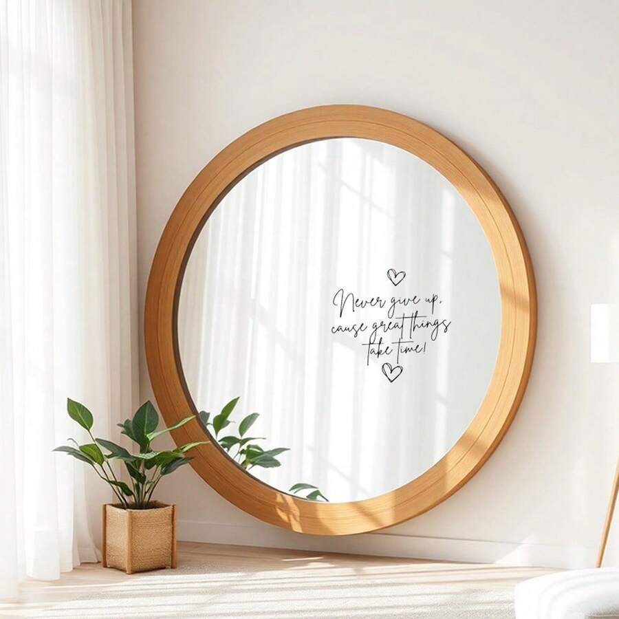 Never Give Up, Great Things Take Time - Inspirational Mirror Decal | Matte Vinyl Sticker, Suitable For Home, Car Window, Bathroom, Kitchen Or Living Room Decor With Motivational Quote, Mirror Wall Sticker - Multicolor - View 1