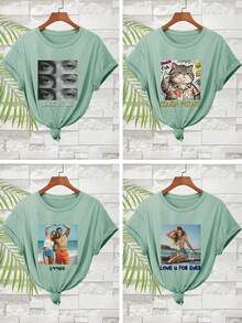 Áo thun nữ in theo yêu cầu, Áo thun nữ tay ngắn, Áo thun nữ, Nhập văn bản, khẩu hiệu, lời chúc, Thiết kế áo thun in cá nhân hóa, Quà tặng hài hước, Quà bất ngờ, Áo khoác ngoài nữ thường ngày, Thể thao & Ngoài trời, Trang phục thể thao nữ, In nhung, Thích hợp cho đi chơi/mua sắm/lễ hội/tiệc tùng/tụ họp/du lịch, Đồng phục xây dựng đội nhóm công ty, Trang phục công sở, Trang phục tùy chỉnh cho tiệc Valentine, Quà tặng sinh nhật gia đình, bạn bè, Quà tặng ngày lễ, Quà tặng kỷ niệm tùy chỉnh, Áo thun nữ tay ngắn - Màu xanh Bạc hà - Xem 2