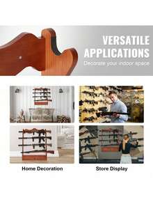 VEVOE Gun Rack, Wood Gun Rack Wall Mount, Gun Display Rack Holds 4 Rifles, Shotguns, 132 Lb Heavy Duty Wall Storage Display Rifle Rack With Soft Padding - 銅色 - 查看 6