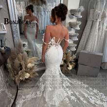 Elegant Sexy Off Shoulder Lace Appliqué Meimaid Satin Wedding Dress,Registry Office Dresses Bridal Gown,Evening Party Dress Birthday Party Dress Country Wedding,Romantic Church Ceremony Wedding Dress,Suitable For Wedding,Dating,Party,Singles' Party,Vacation,Formal Occasions,Dinner Dress,Prom Dress,Homecoming Dess,Cocktail Party,Wedding Guest Dress,Graduation - trắng - Xem 6